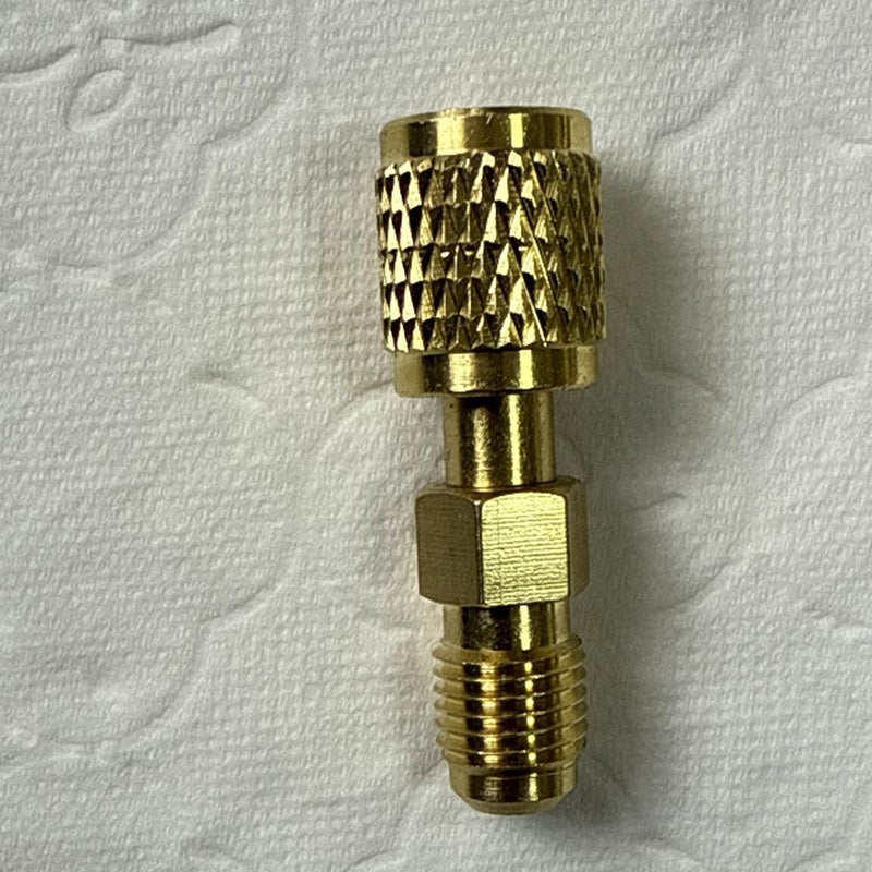 R32 & R454B Refrigerant Adapte - Brass Construction, 1/4" Female to 1/4" Male Reverse Thread Adapter Heavy Duty HVAC Quick Connect Fittings Low Loss for R32 R454B Refrigerant Tanks Mini Split Systems - Image 2